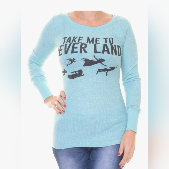 Disney Tops - Disney Women's Take Me To Neverland Metallic Thermal Top S